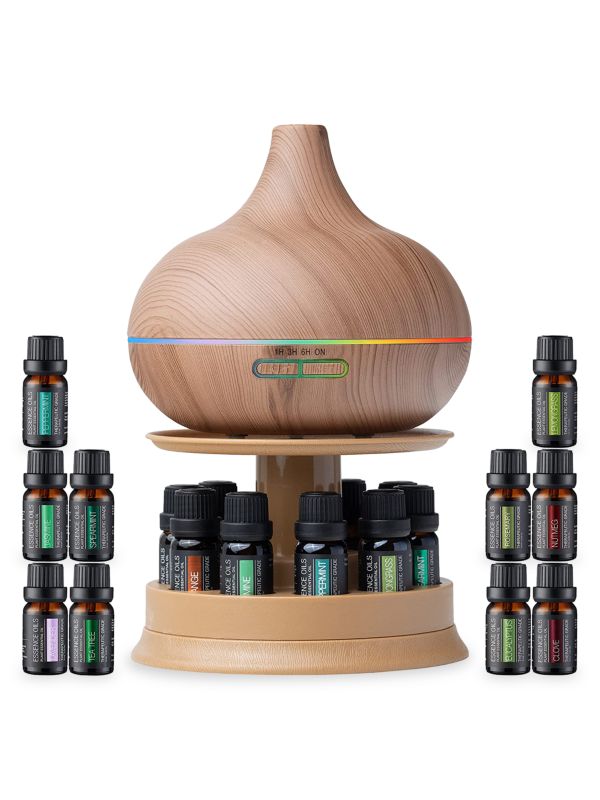 10-Piece Essential Oils & Ultrasonic Essence Diffuser Bundle PURE DAILY CARE