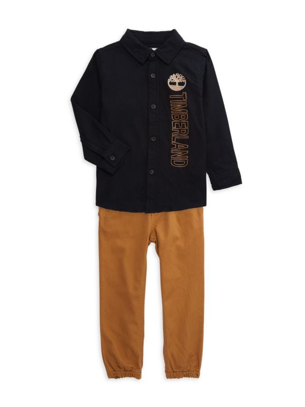 Комплект из двух предметов: рубашка и брюки на пуговицах для маленького мальчика Timberland