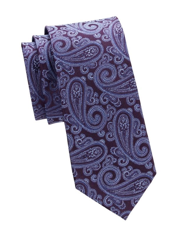 Шелковый жаккардовый галстук с узором пейсли Saks Fifth Avenue