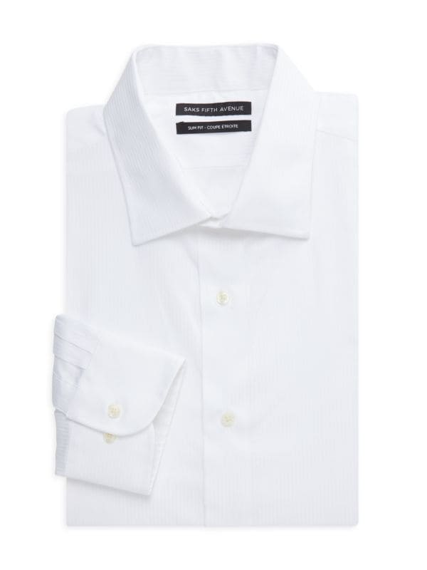 Классическая рубашка узкого кроя в жаккардовую полоску Saks Fifth Avenue