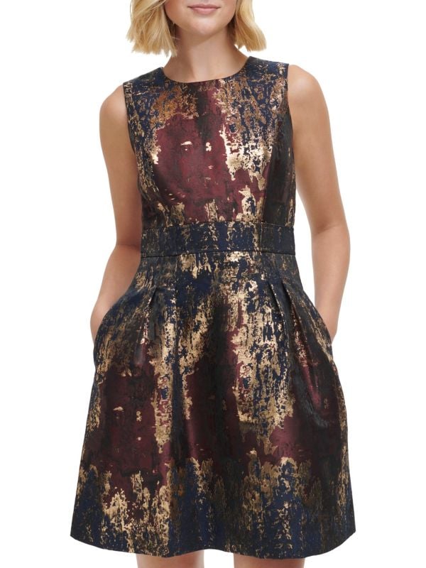 Мини-платье со складками металлизированного цвета Vince Camuto