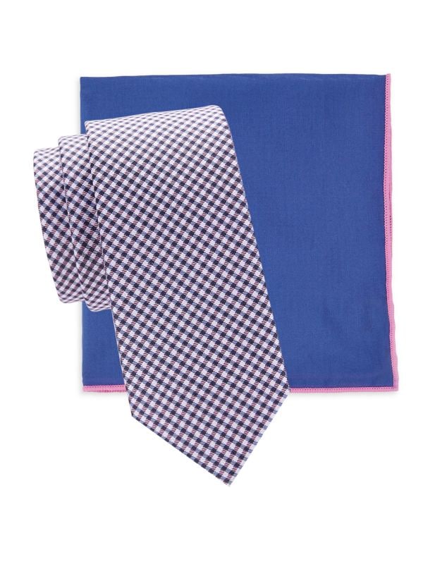 Комплект из 2 шелковых галстуков и нагрудного платка Hickey Freeman