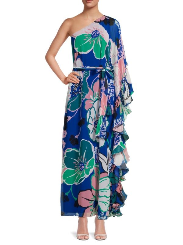 Платье макси на одно плечо с цветочным принтом Whitney Ungaro