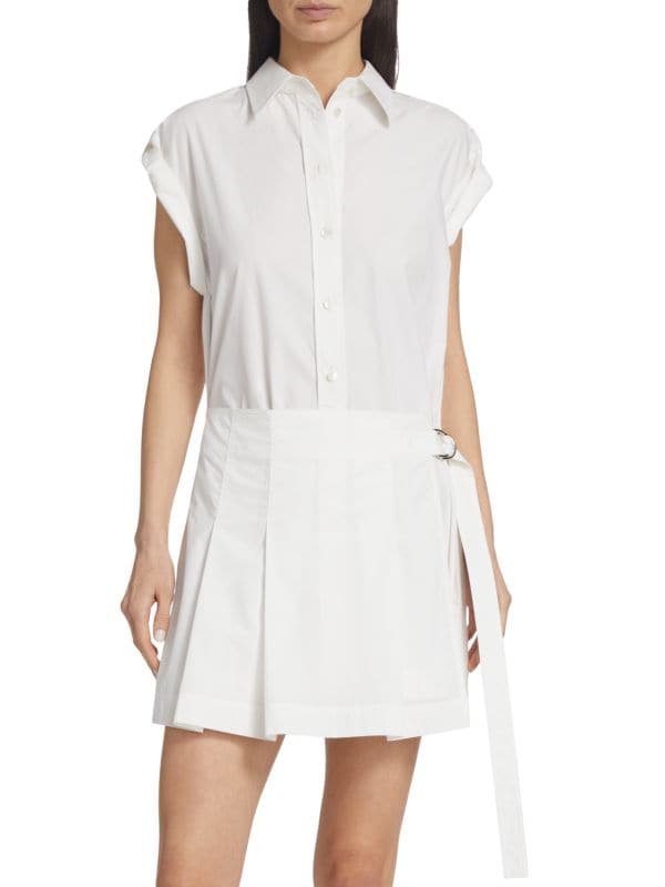 Плиссированное мини-платье-рубашка Twofer Helmut Lang