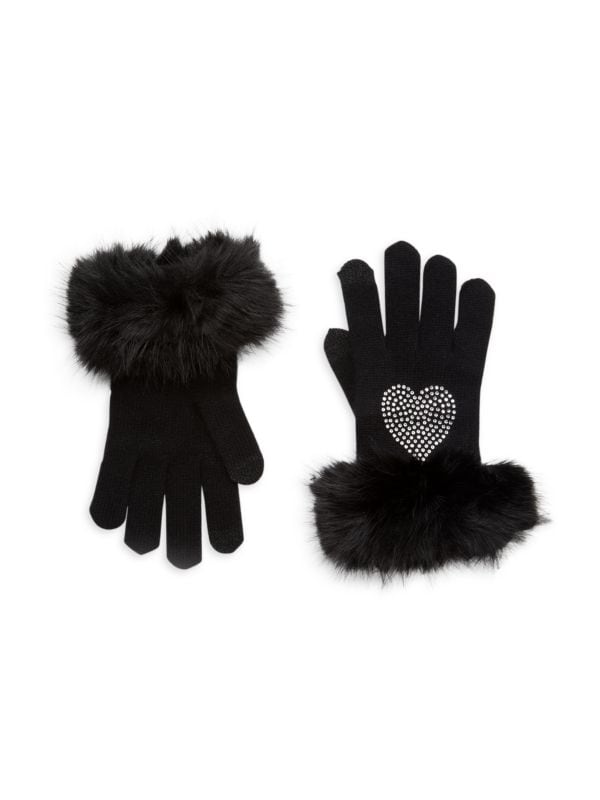 Кашемировые перчатки с отделкой из искусственного меха Sofia Cashmere