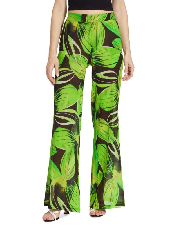 Широкие брюки с принтом листьев Louisa Ballou