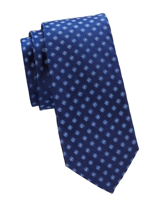 Шелковый жаккардовый галстук с медальоном Saks Fifth Avenue
