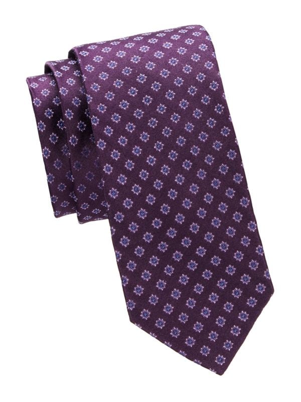 Шелковый жаккардовый галстук с медальоном Saks Fifth Avenue