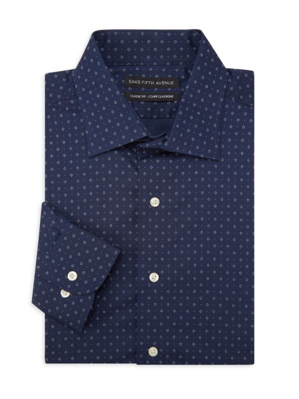 Классическая рубашка классического кроя в ромбовидный горошек Saks Fifth Avenue