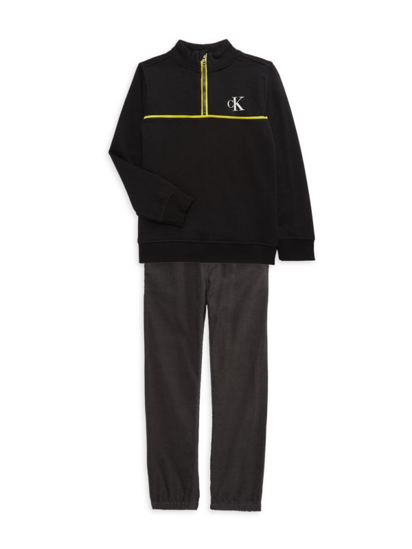 Комплект из двух предметов: молния на четверть и брюки для маленького мальчика Calvin Klein