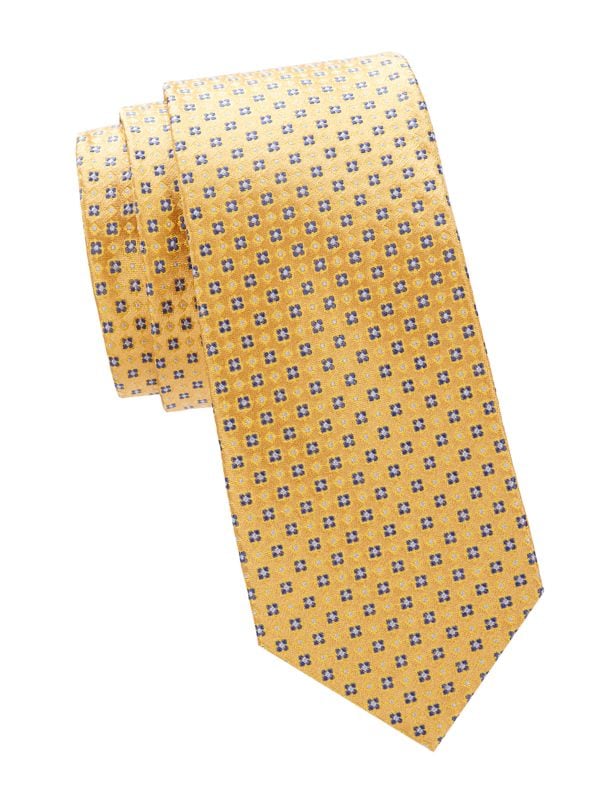 Шелковый жаккардовый галстук с цветочным принтом Saks Fifth Avenue