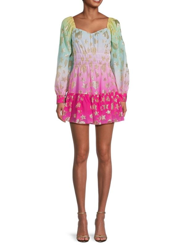 Многоярусное мини-платье Tayla с эффектом омбре LOVESHACKFANCY