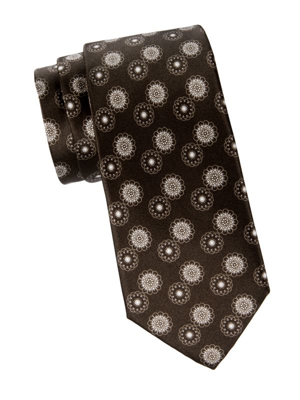 Шелковый галстук с цветочным медальоном Brioni