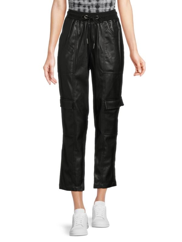 Укороченные брюки из искусственной кожи на шнурке DKNY