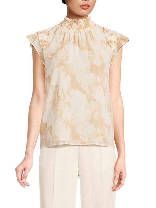 Двухцветная блузка с рюшами Calvin Klein