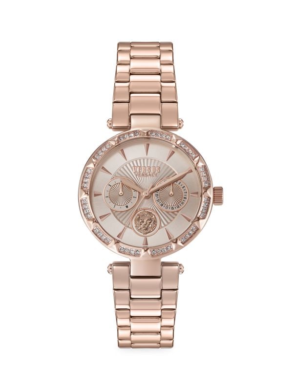 Часы-браслет из нержавеющей стали с кристаллами Swarovski и розовым золотом, 36 мм Versus Versace