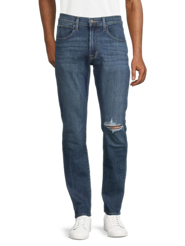 Джинсы Hudson Blake Slim Straight с потертостями и классическими пятью карманами Hudson Jeans