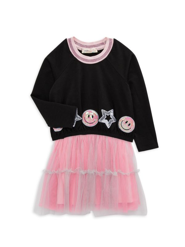 Комплект из двух предметов: свитшот с пайетками и платье из тюля для маленькой девочки Baby Sara