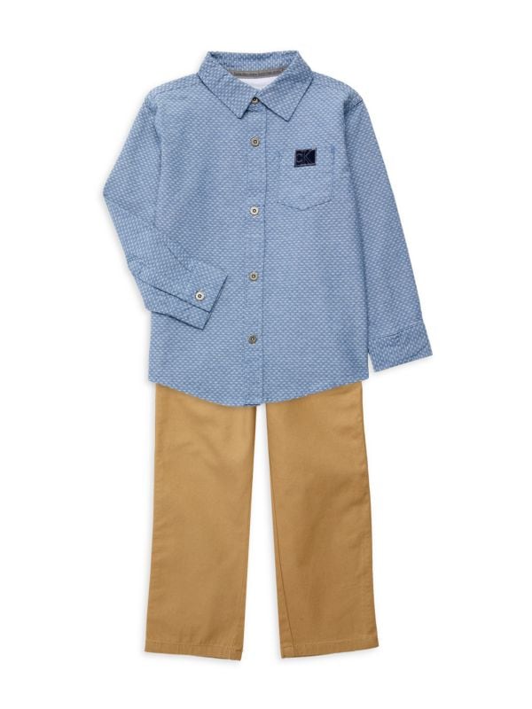 Комплект из двух предметов: рубашка и брюки на пуговицах для маленького мальчика Calvin Klein