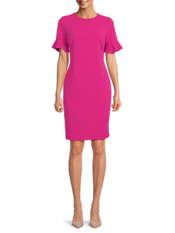 Мини-платье-футляр с рукавами колокол Calvin Klein
