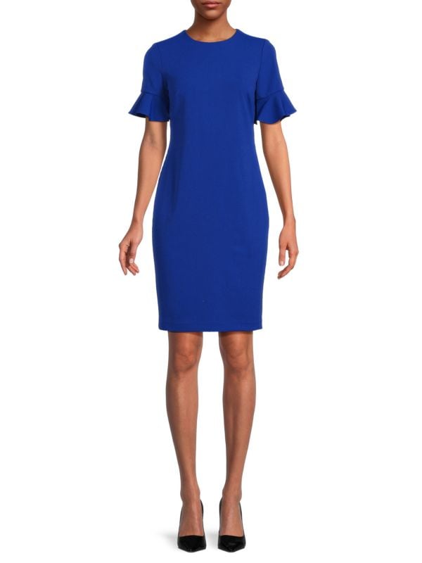 Мини-платье-футляр с рукавами колокол Calvin Klein