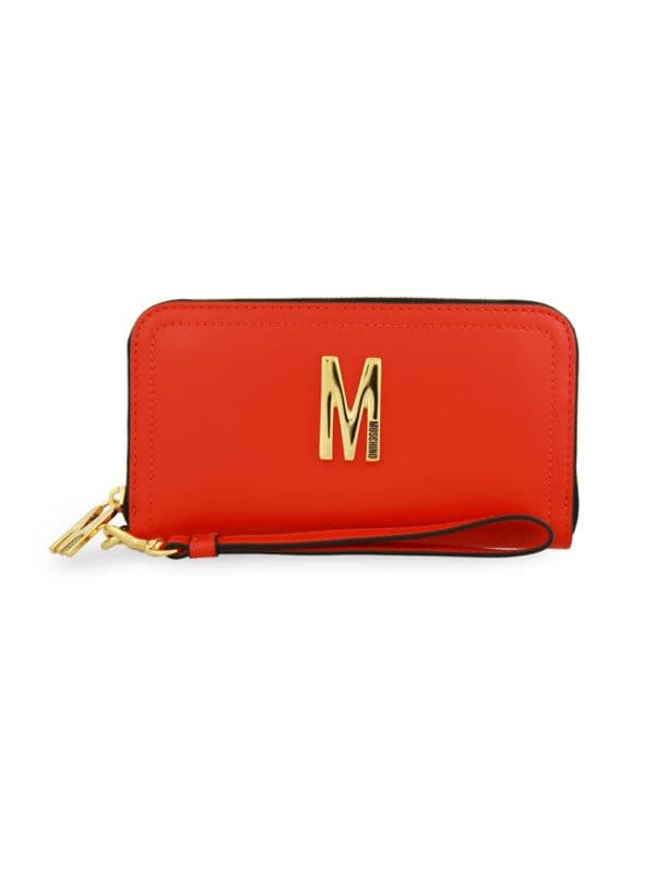Кожаный кошелек на молнии с логотипом Moschino