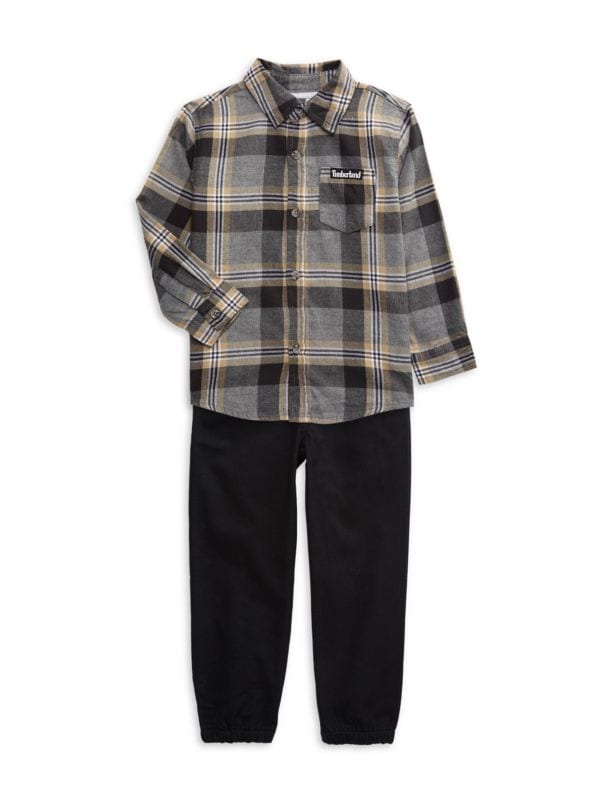 Комплект из двух предметов: рубашка и брюки в клетку для маленького мальчика Timberland