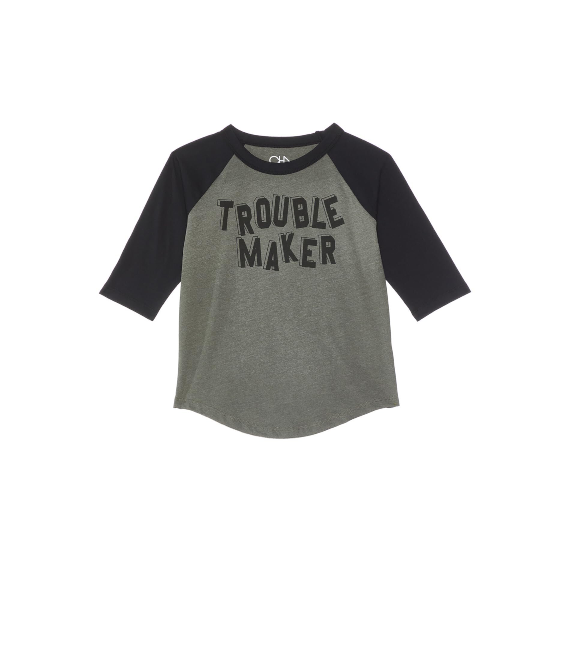 Футболка для детей Trouble Maker Raglan от Chaser с круглым вырезом и графическим принтом Chaser