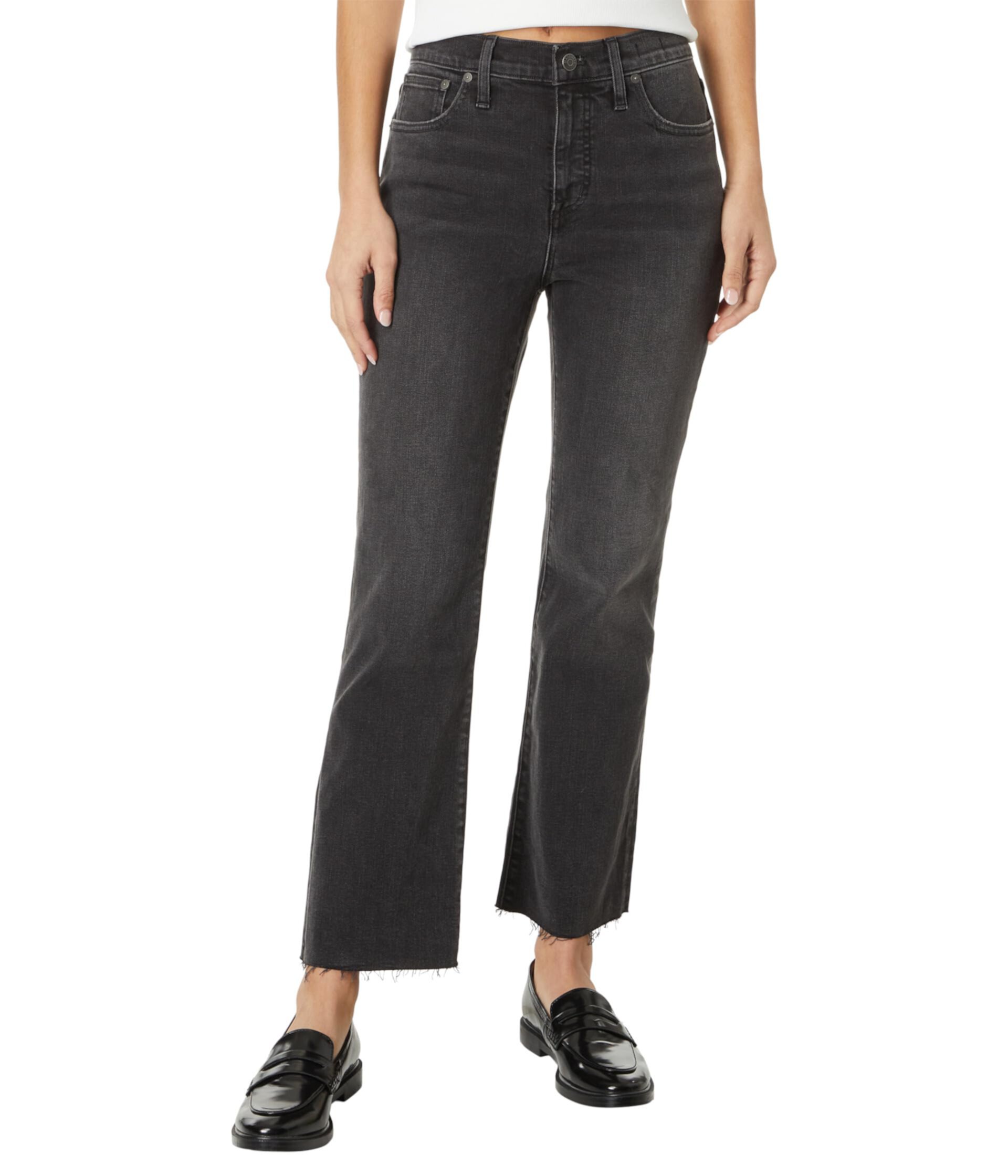 Укороченные джинсы Kick Out черного цвета: Raw Hem Edition Madewell