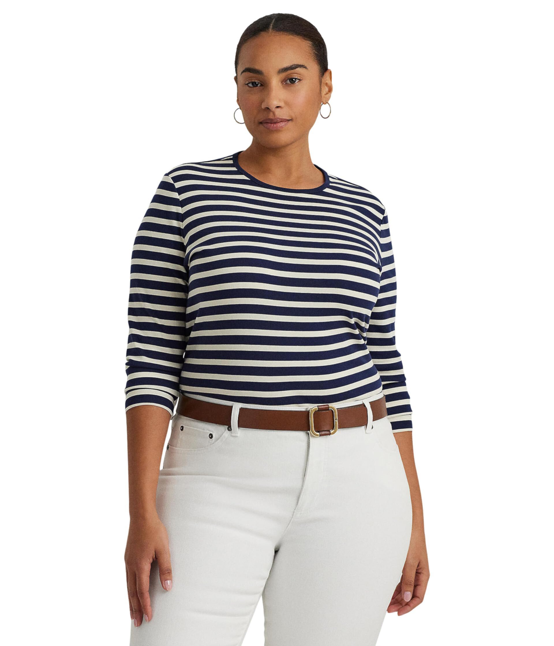 Женская Футболка LAUREN Ralph Lauren Striped Cotton Long-Sleeve Tee LAUREN Ralph Lauren