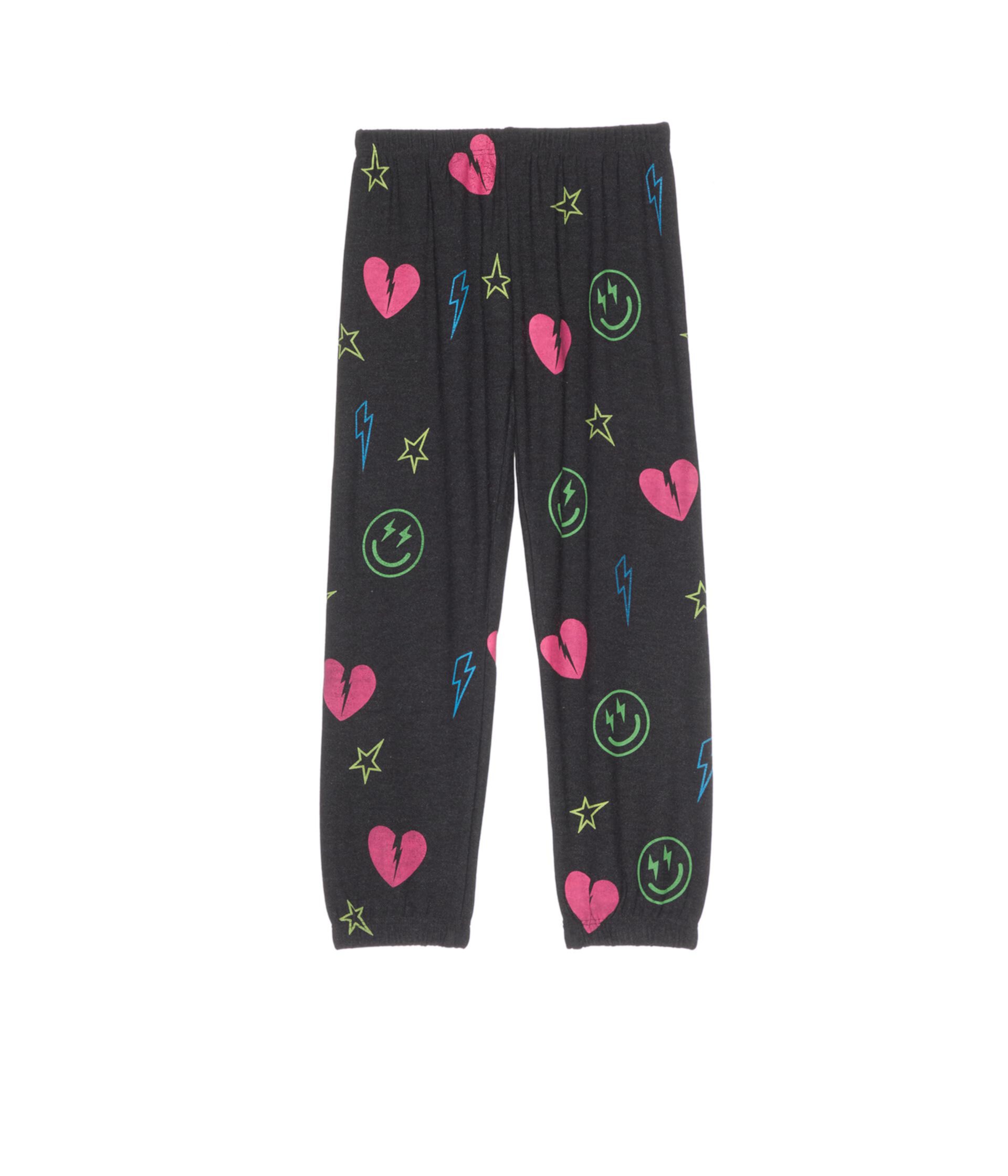 Cпортивные брюки Chaser Для девочек Neon Heart & Smiles Pants (Toddler/Little Kids) Chaser