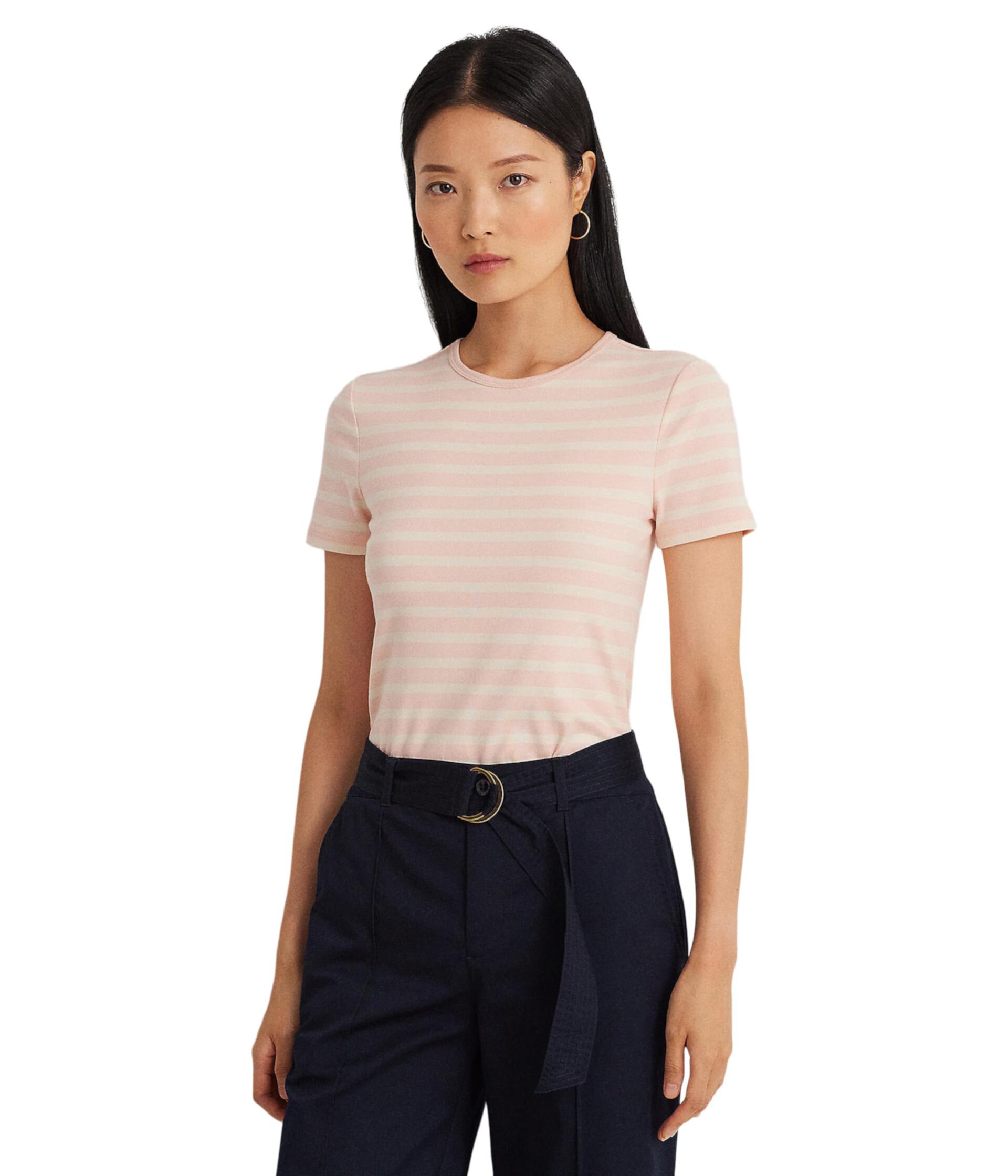 Striped Stretch Cotton Crewneck Tee LAUREN Ralph Lauren