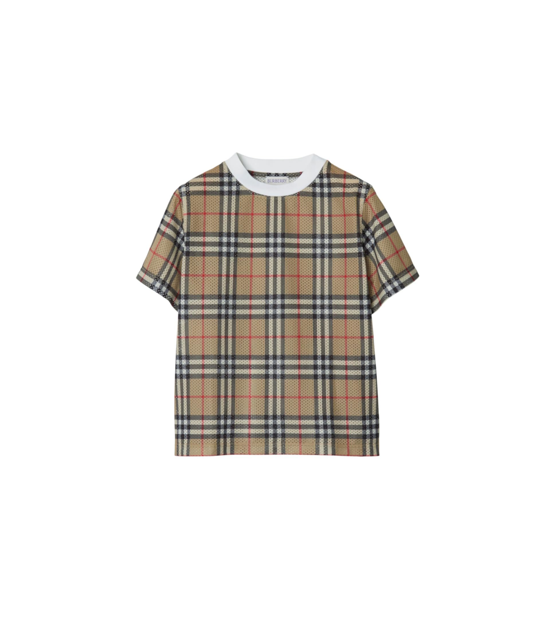 Детская футболка Burberry Percy Check с классическим кроем и хлопком Burberry