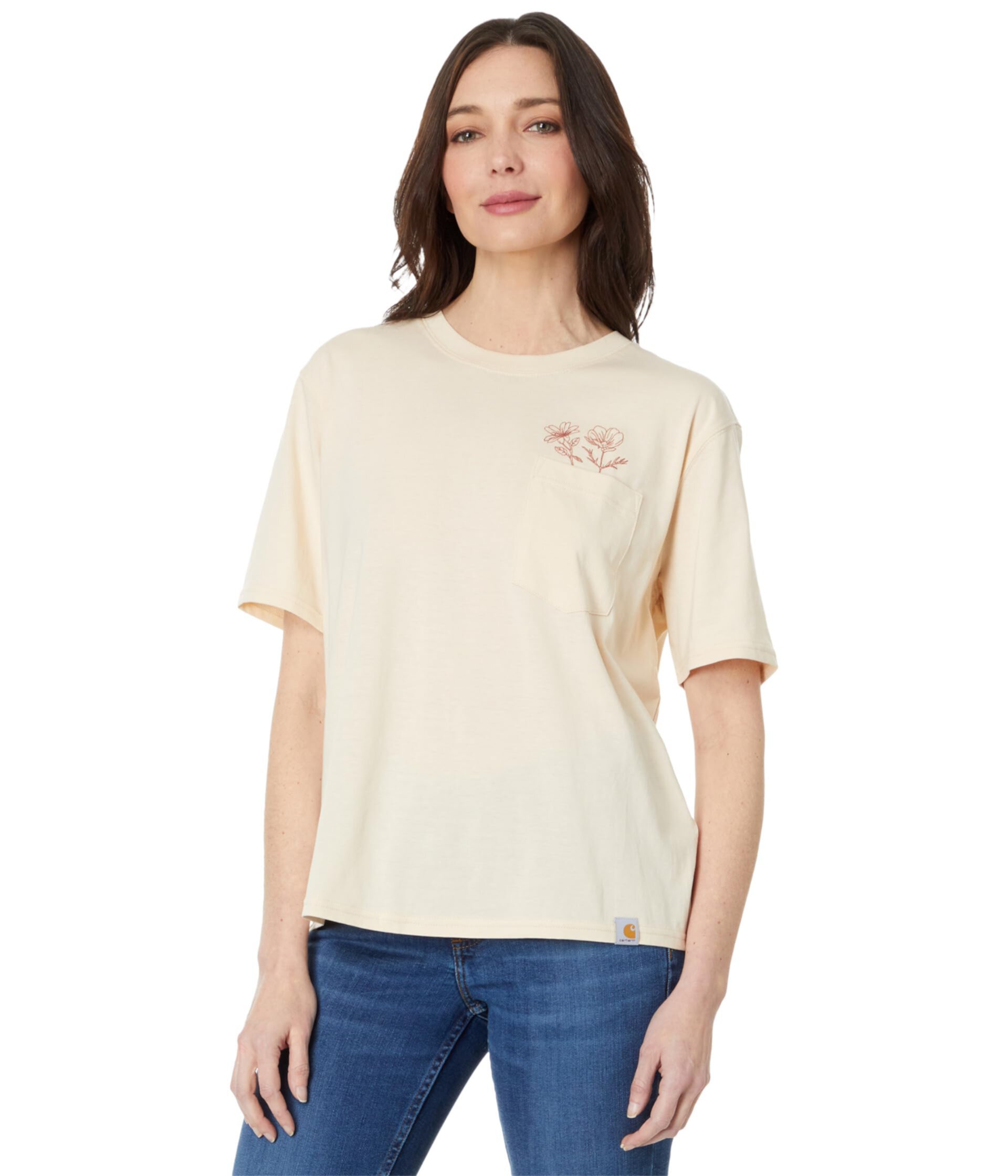 Легкая футболка свободного покроя с короткими рукавами и цветочным карманом Carhartt
