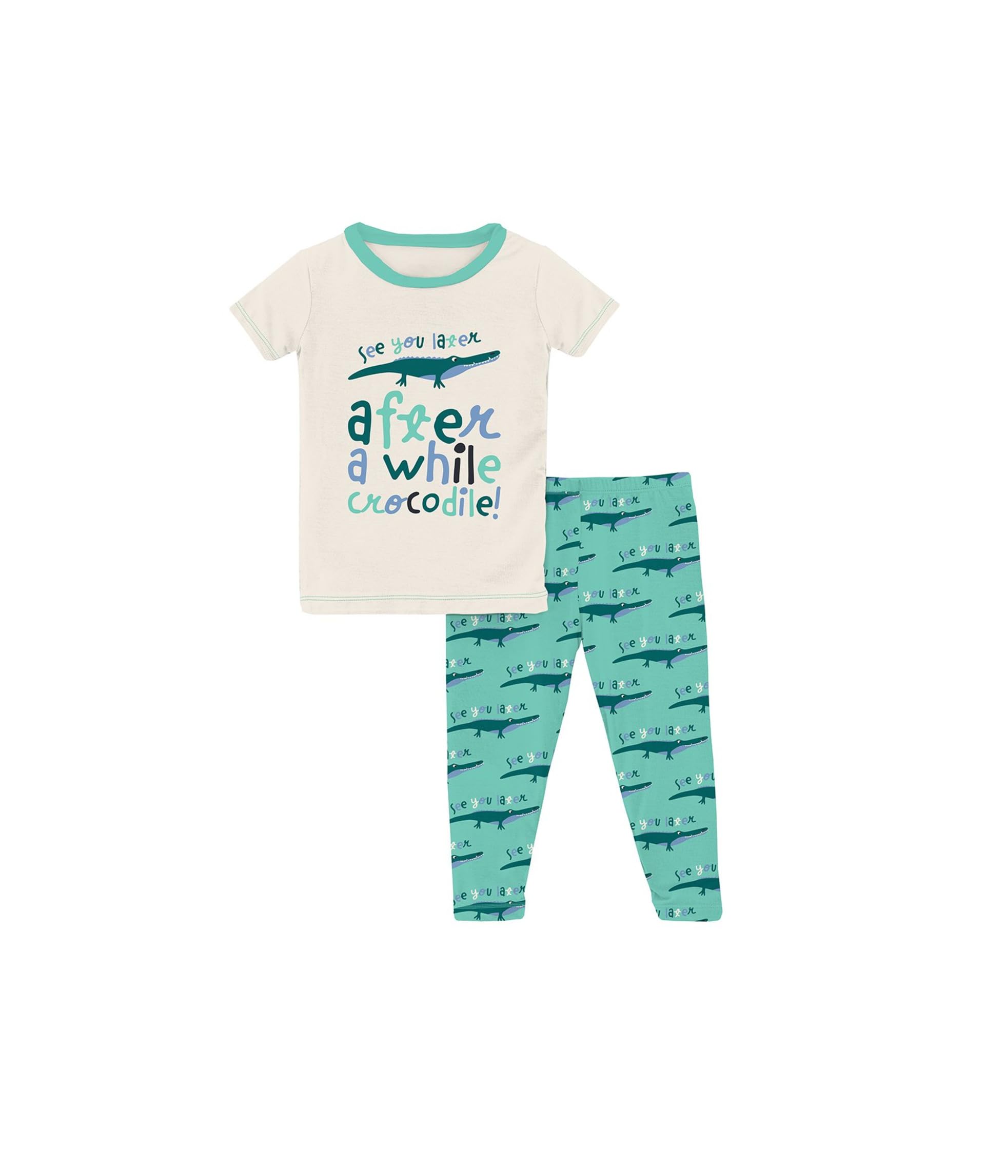 Пижамный комплект с короткими рукавами и рисунком (для больших детей) KicKee Pants