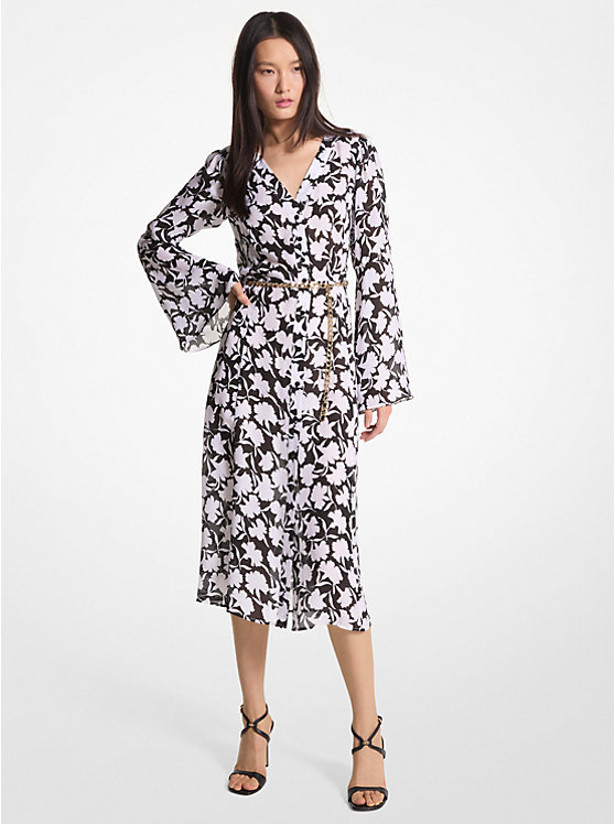 Платье миди из жоржетта с цветочным принтом Michael Kors