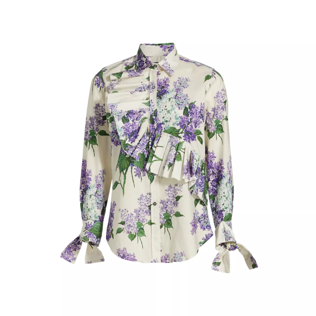 Lilac Garden Ruffle-Front Shirt Libertine