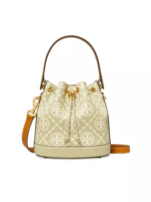 Сумка цилиндр Tory Burch T Monogram Embossed Leather Bucket Bag Tory Burch