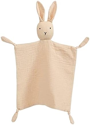 ZIGJOY Baby Security Blanket 2 Pack Muslin Baby Lovey for Boy Girl Unisex Organic Cotton Soft Lovie Baby for Babies Newborn Toddler Bunny （Pink & Khaki） ZIGJOY