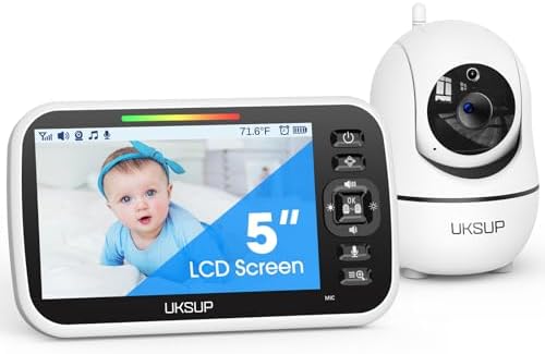 Baby Monitor with Camera and Audio - 5” Display Video Baby Monitor with 29 Hour Battery Life, Remote Pan & Tilt, 2X Zoom,Auto Night Vision, 2 Way Talk, Temperature Sensor,Lullabies,960 Feet Range UKSUP