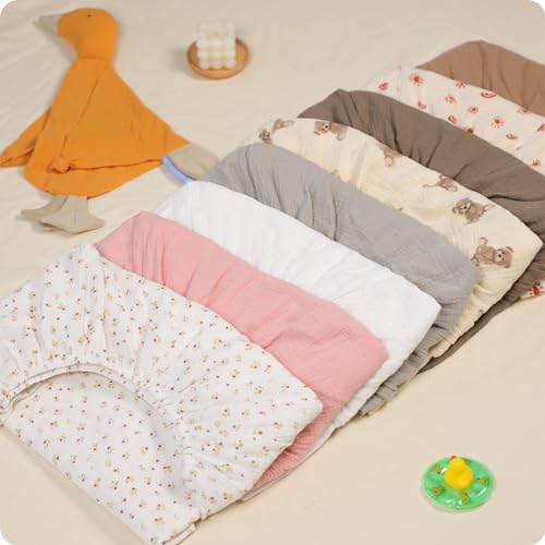 Муслиновые простыни для кроватки Knirose размером 52x28 дюймов. Наматрасник для детской кроватки для маленьких девочек и мальчиков, 100% хлопок, мягкие нейтральные постельные принадлежности для малышей в стиле бохо. Простыни хорошо подходят для матраса для детской кроватки стандартного размера 28x52 дюйма. Knirose