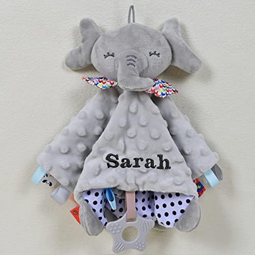 Dodosky Personalized Baby Lovey, Elephant Loveys for Babies, Soft Unisex Baby Blankets, Baby Gifts for Newborn Boys and Girls, Baby Security Blanket - Newborn Essentials Dodosky