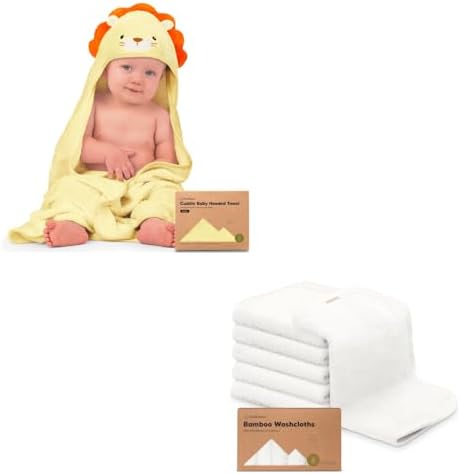 KeaBabies Baby Hooded Towel and Baby Washcloths - Bamboo Viscose Baby Towel, Organic Bamboo Viscose Baby Towels and Washcloths KeaBabies