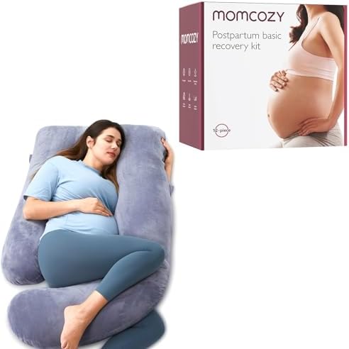 Подушки для беременных Momcozy для сна, набор предметов первой необходимости для восстановления после родов, U-образная подушка для всего тела для беременных, 57-дюймовая подушка для беременных, набор для ухода за родами для мамы Momcozy