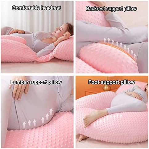 Подушка для беременных Розовая подушка для беременных, подушка для сна беременной женщины, подушка для всего тела, многофункциональная подушка для кормления беременных, со съемным бархатным хлопковым чехлом N/