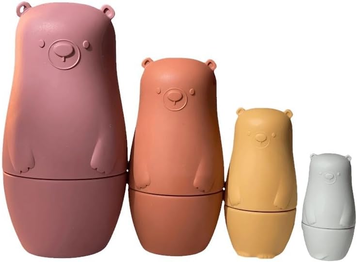 Силиконовые матрешки | Развивающие игрушки Монтессори для малышей и малышей (Бурый мишка) Generic