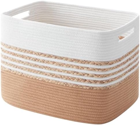 Cotton Rope Basket, Baby Toy Storage Basket 15.8"*11.8"*11.8", Soft Woven Blanket Basket for Storage, Nursery Basket Bins for Toys, Black SIXDOVE