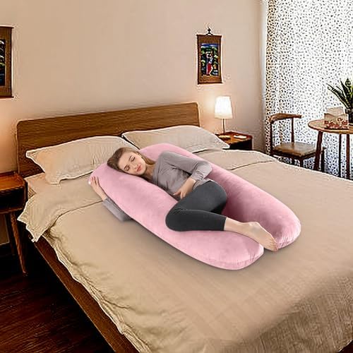 U Shaped Pregnancy Pillow, Maternity Full Body Pillow for Sleeping, Reading, Nursing, Watching TV,Sleeping Pillow for Pregnant Women and Side Sleepers with Removable Cover (D) Azrian