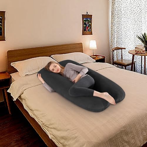 U Shaped Pregnancy Pillow, Maternity Full Body Pillow for Sleeping, Reading, Nursing, Watching TV,Sleeping Pillow for Pregnant Women and Side Sleepers with Removable Cover (D) Azrian