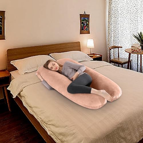 U Shaped Pregnancy Pillow, Maternity Full Body Pillow for Sleeping, Reading, Nursing, Watching TV,Sleeping Pillow for Pregnant Women and Side Sleepers with Removable Cover (D) Azrian